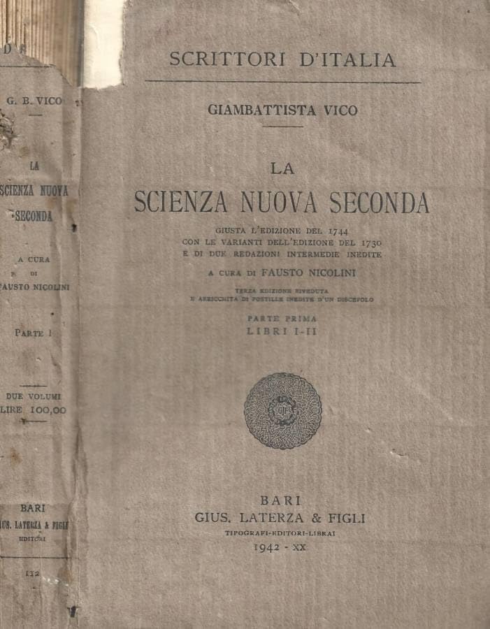 altre foto su richiesta La scienza nuova seconda. Parte prima. Libri I - II.