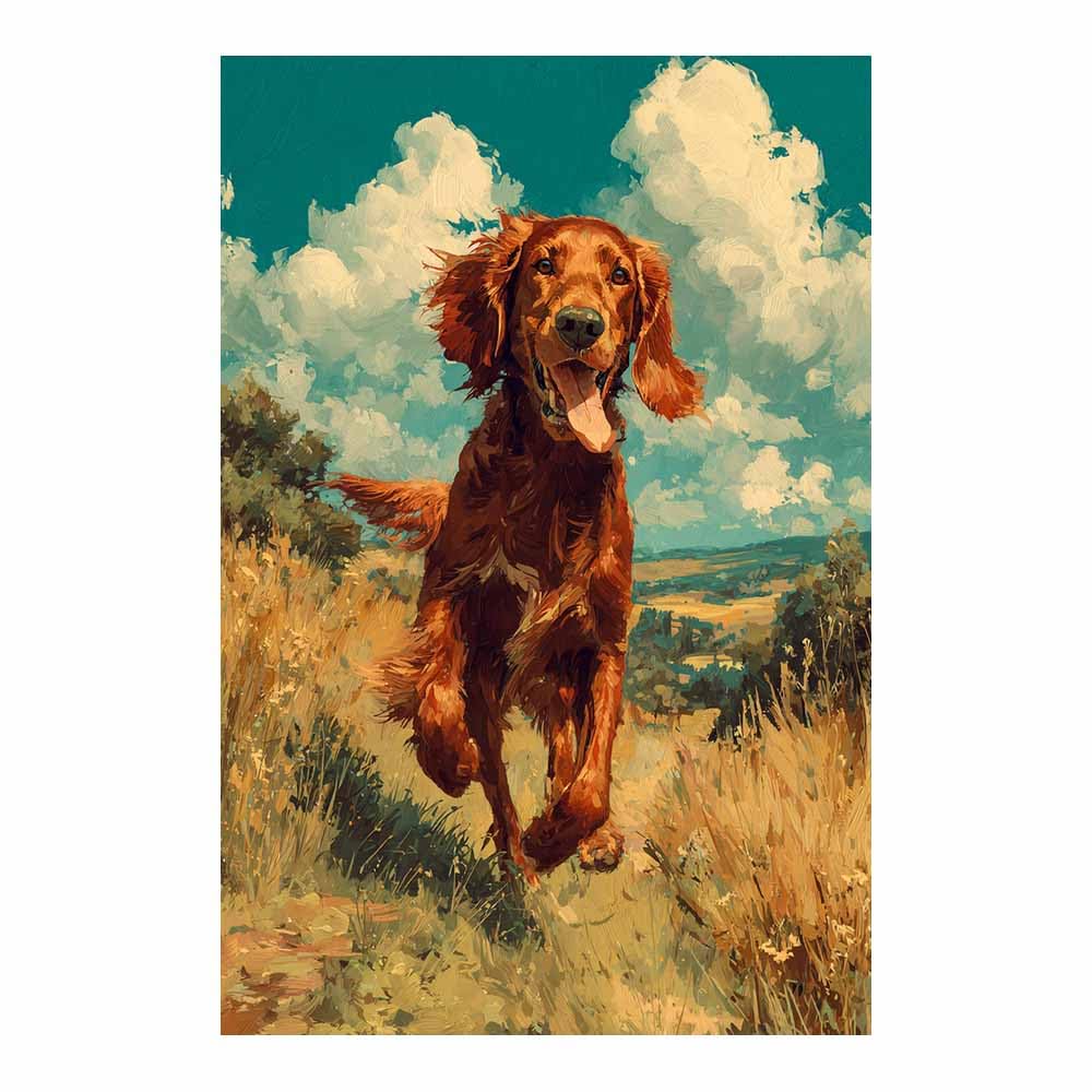 ZAMAEIU Canvas Print Wall Art Dog running wild Abstract Dog Animal Paintings, Suitable for living room, bedroom, for Kids Room Decoretc.(brown)-80x120cm Unframed