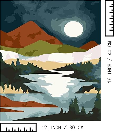 Miniatura 73 de Baisite 1112 Pintura por números, para adulto, principiante, niño, 12 pulgadas de ancho x 16 pulgadas de largo, 2 lienzos, 8 pinceles de madera