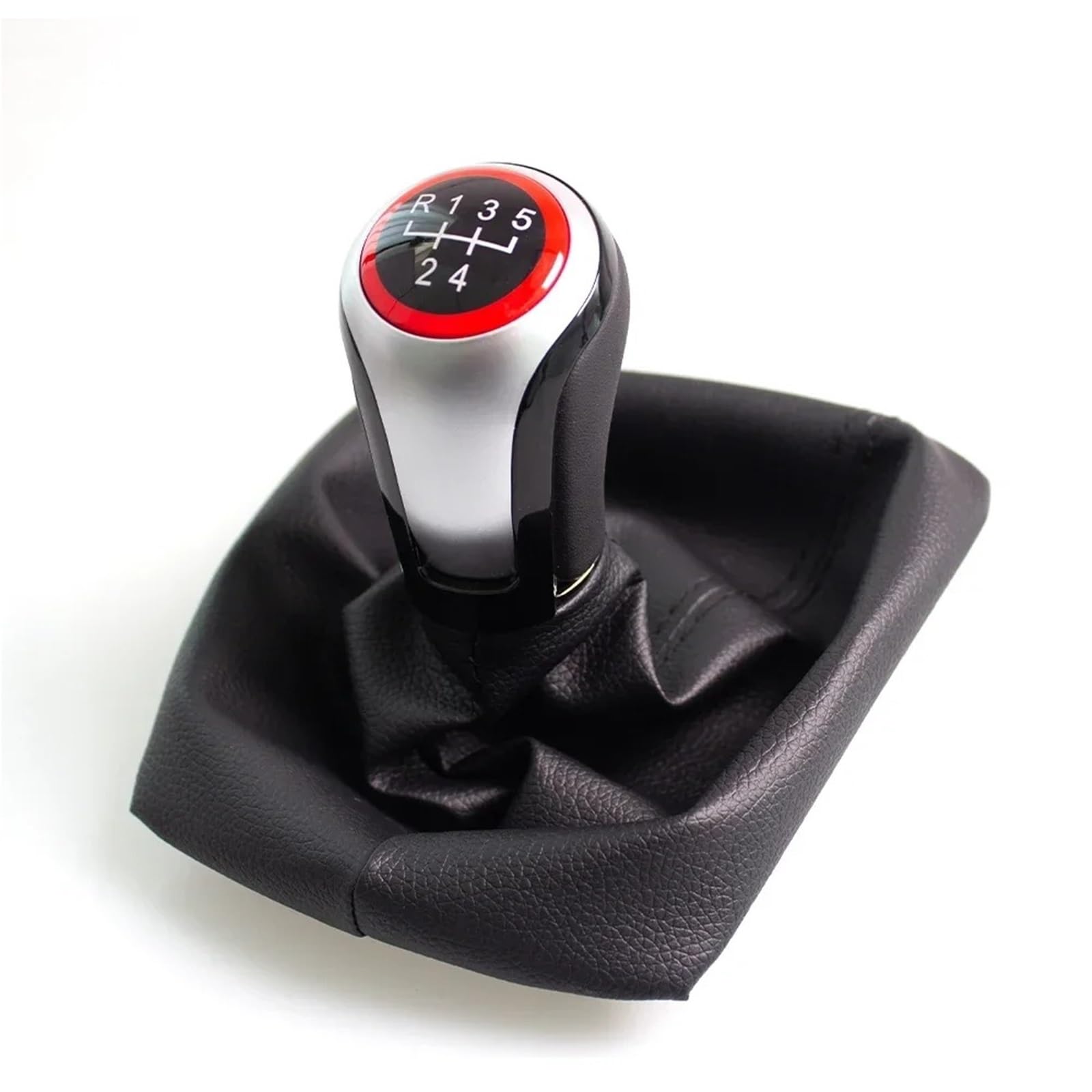 BWSDMZJQRT Car Gear Shifter Knob for Skoda for Octavia 2 Car Gear Shift Knob with PU Leather Gaiter Boot Cover 5/6 Speed Lever Change Knob(5 Speed)