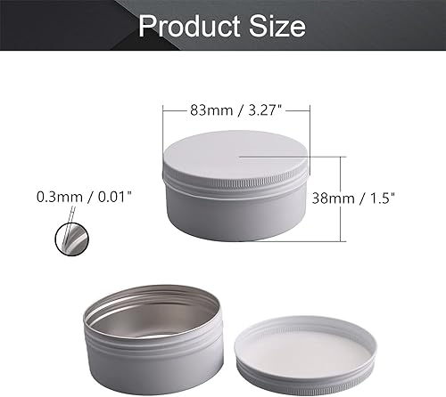 Miniatura 2 de Othmro 3 latas redondas de metal de 5.1 onzas, tarros de lata de aluminio, recipientes recargables de 5.1 fl oz, latas de lata con tapa de tornillo