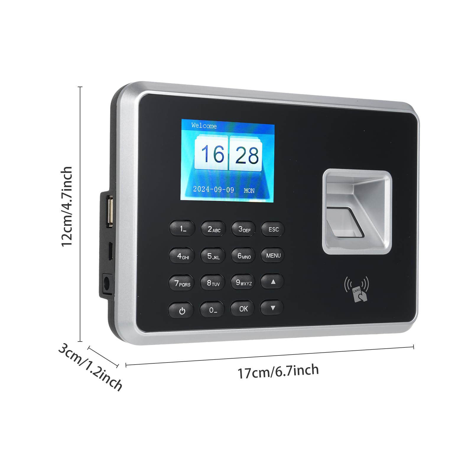 Bisofice Pointeuse Horaire Personnel, Badgeuse Pointeuse Entreprise Prenant en Charge 1000 Empreintes Digitales, 1000 Mots de Passe, 1000 Cartes d'identité, Machine de Présence pour Le Bureau, Argent