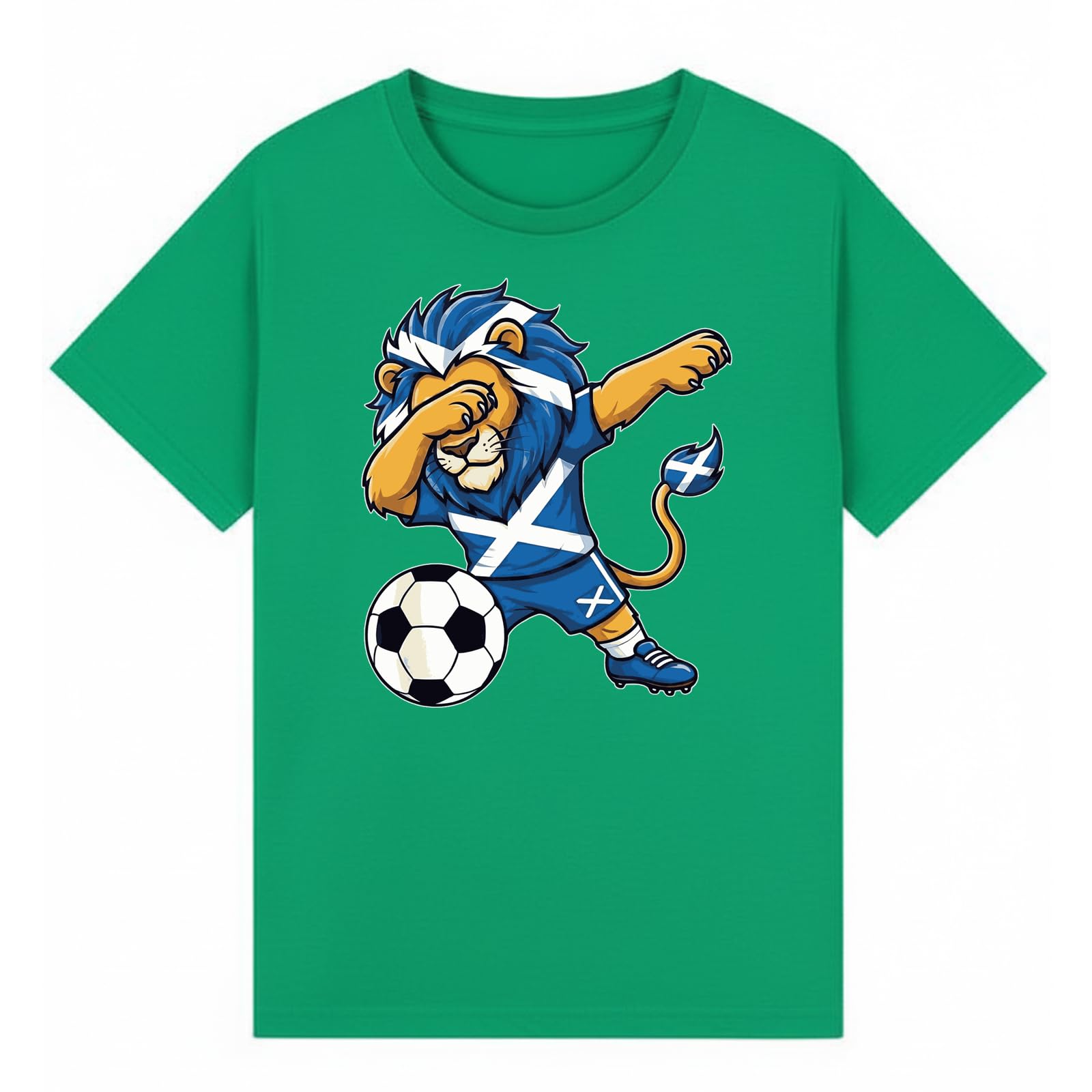 Scottish Lion Soccer Sports Football Boys Kids Graphic T-Shirt Novelty Retro Soccer Fan Tee Heritage Sports Apparel Gift Kelly Green 5-6Y