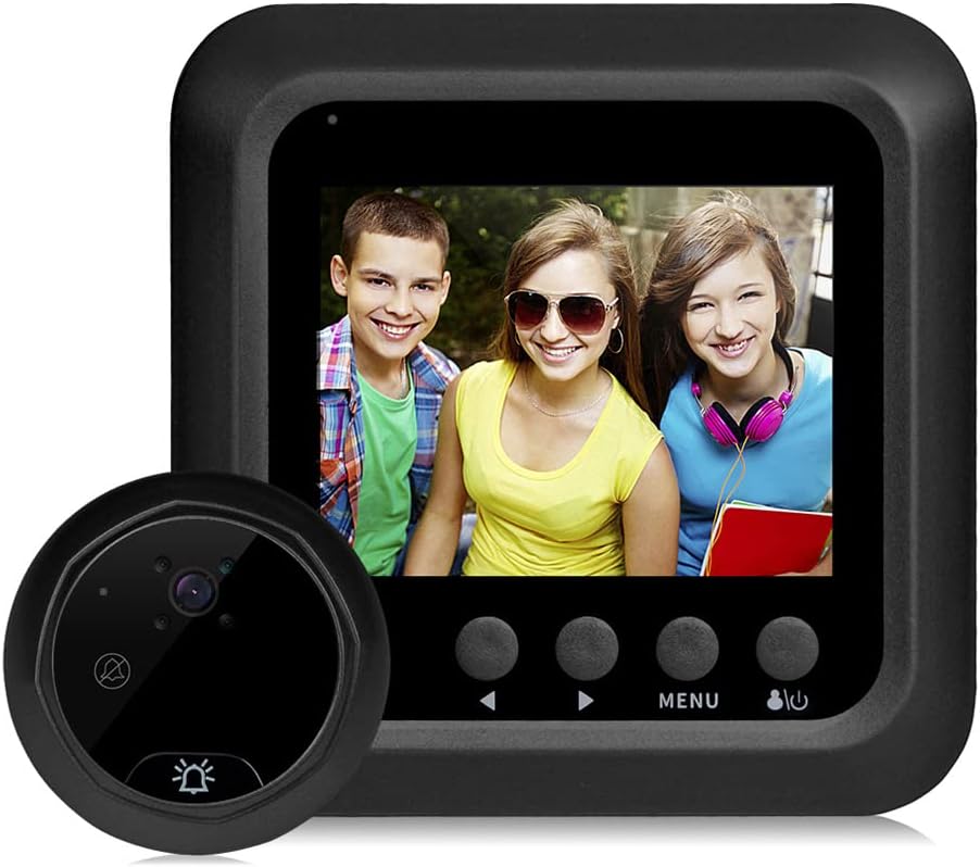 Smart Door Viewer, Video Doorbell with 2.4inch LCD Display, Smart Door Eye Doorbell, Door Peephole Security Camera, IR Night Vision, Motion Detection