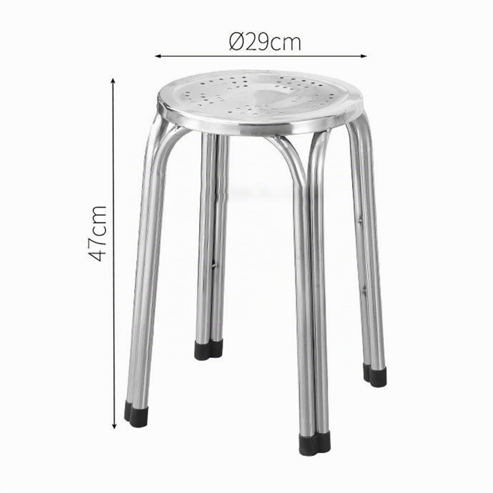 Taburete Apilable de Acero Inoxidable de Bar, Taburete de Respaldo de Estilo Utilitario, Superficie Perforada para Ventilación, para Hogar y Restaurante