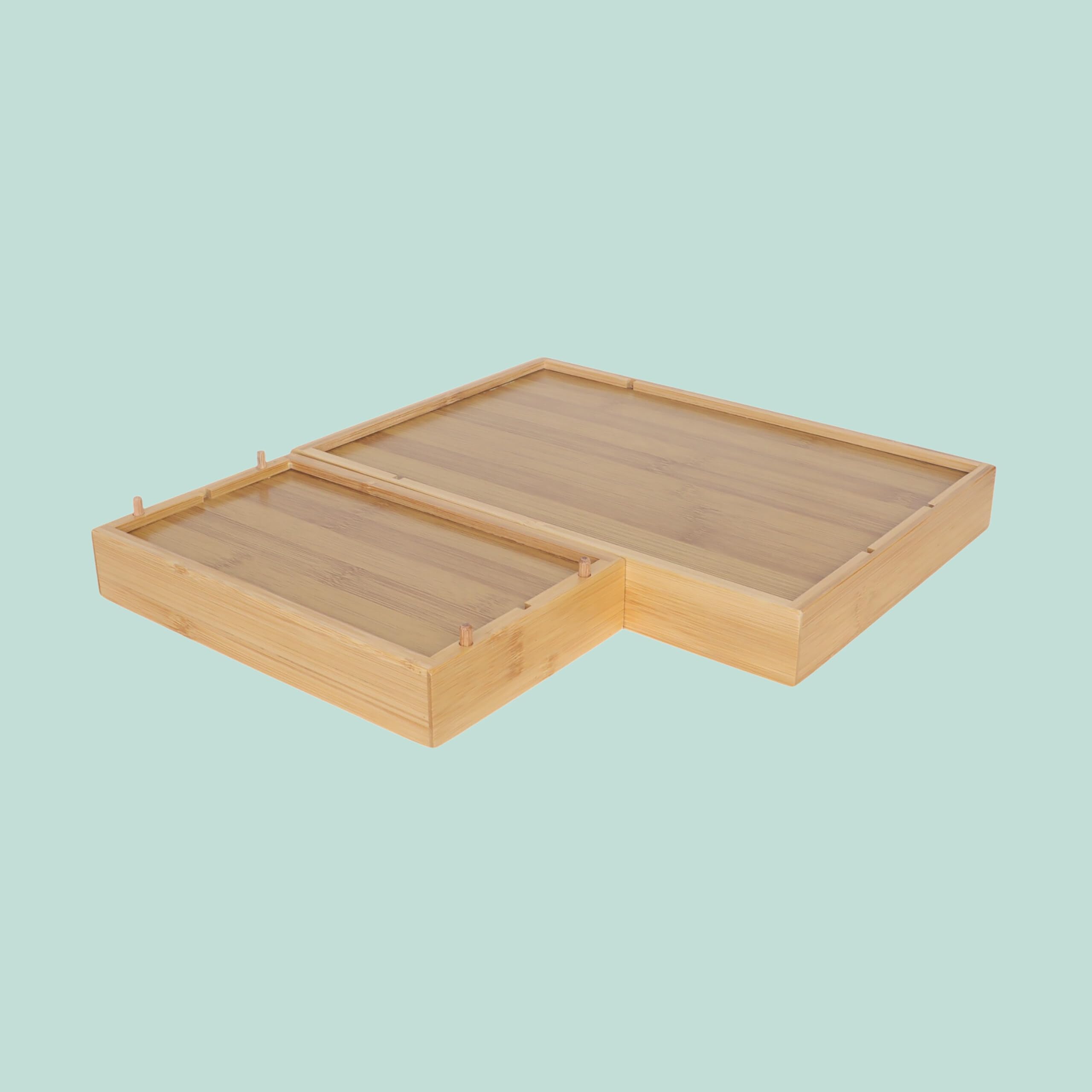 Relaxdays Inserto de Cubiertos de bambú, 2 Piezas, 6 Compartimentos, apilable, Organizador de cajón, Natural