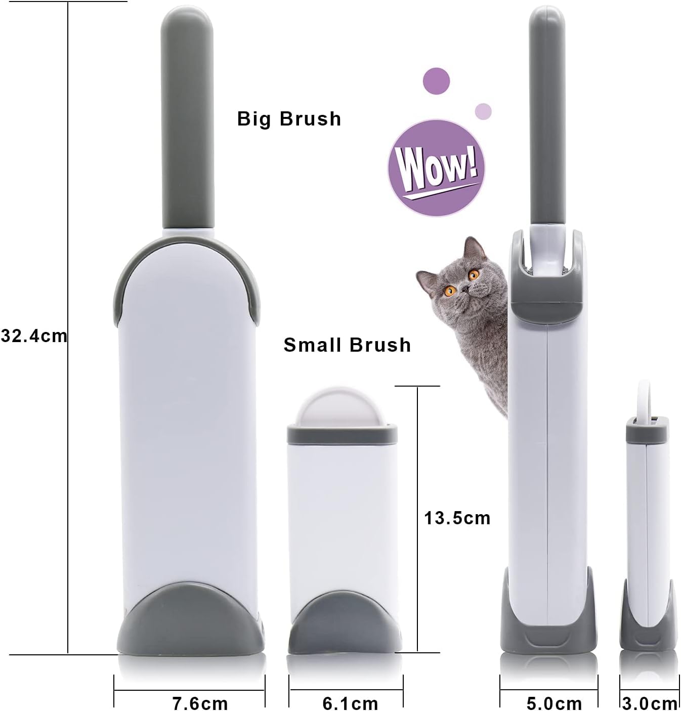 STOAT® Brosse à Peluches Double Face Autonettoyante et Réutilisable pour Poils d'Animaux