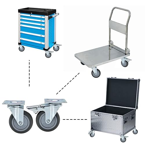 Miniatura 6 de Ruedas resistentes de 3 pulgadas ruedas giratorias de rodamiento bloqueables con frenos ruedas giratorias para muebles y banco de trabajo juego de 4