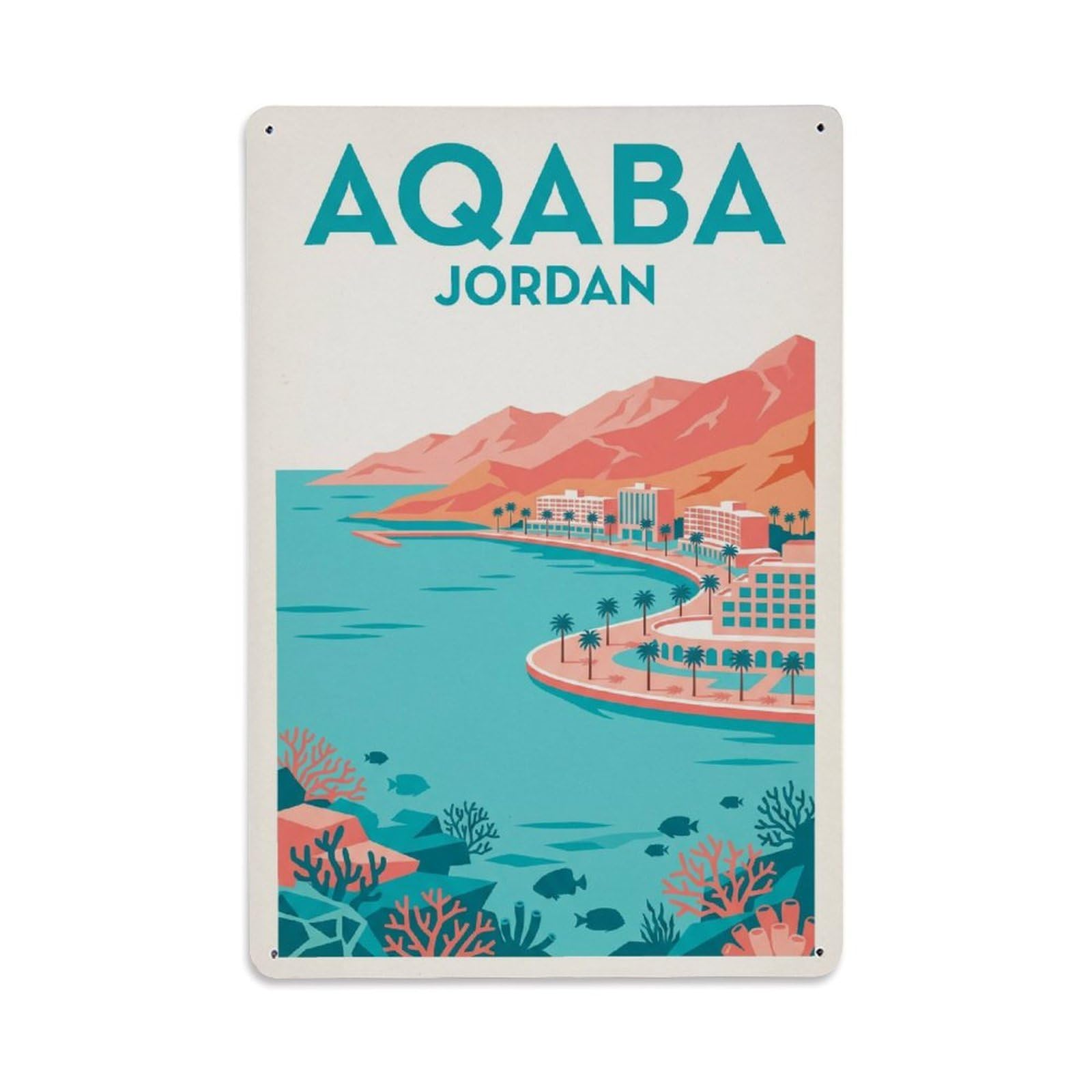 Metal Tin Sign Retro Jordan Aqaba Travel