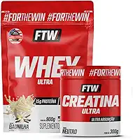 FTW Kit Whey Ultra Protein 900g Refil Sabor Baunilha + Creatina Ultra 300g Monohidratada em Pó Sabor Neutro