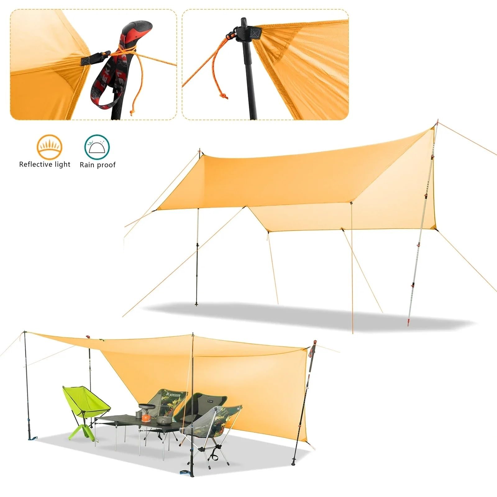 Bâche 20D double face en nylon avec revêtement en silicone ultra léger pour tente de plage, pergola, auvent de pluie, abri solaire de camping