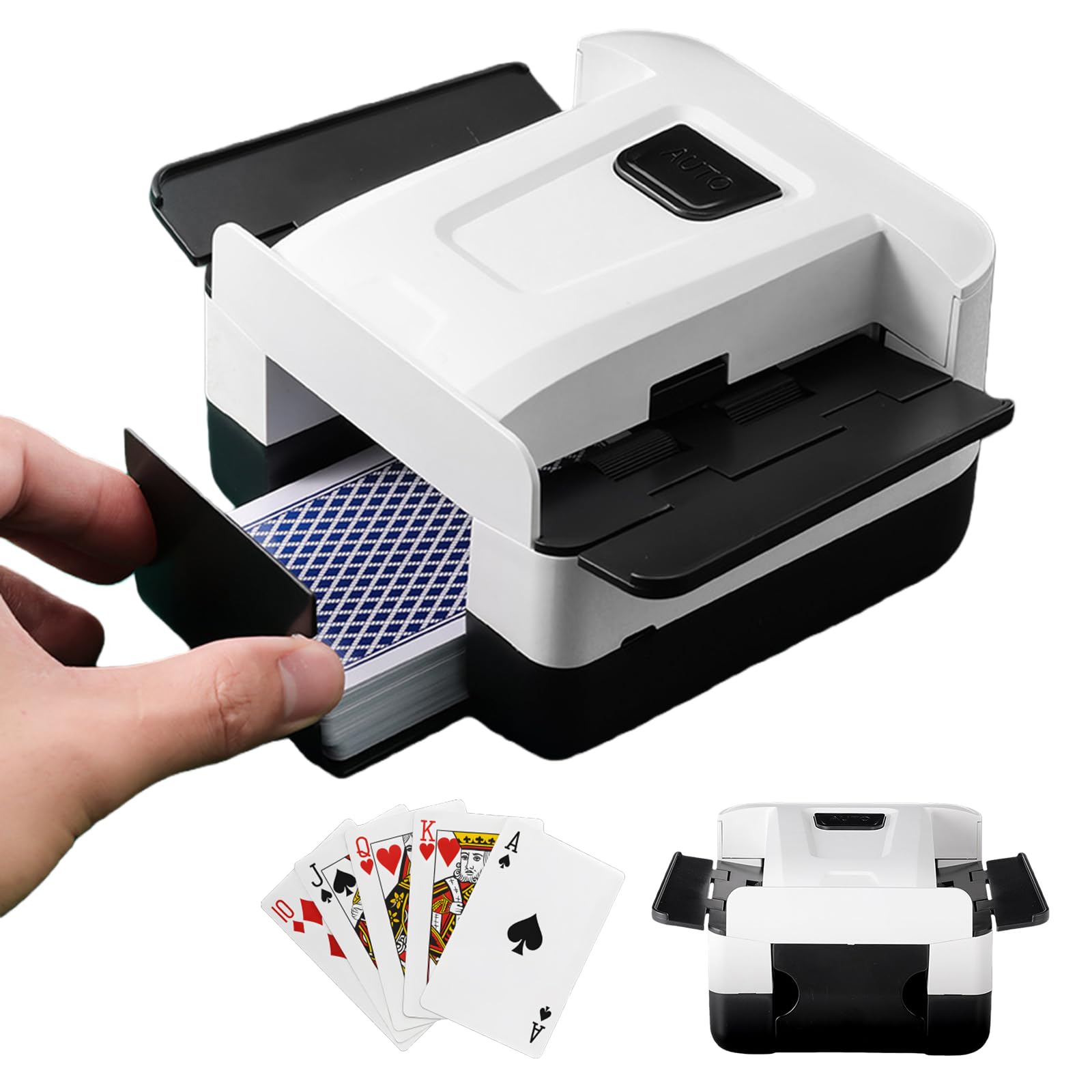 Mixer per carte elettrico, automatico per 1-2 mazzi, miscelatore elettrico con 2000 mAh ricaricabile, auto compatibile con poker, UNO, max 9,8 x 6,5 cm