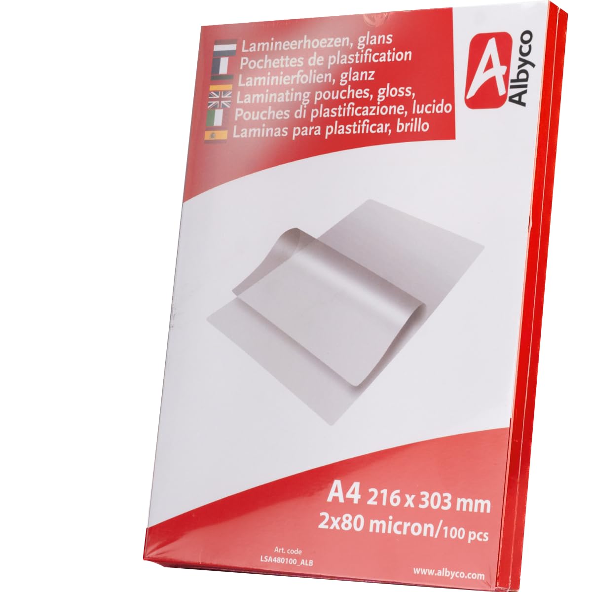 A4 Laminating Pouches - 160 Micron (2x80 microns) - 100 Pieces - Glossy Transparent