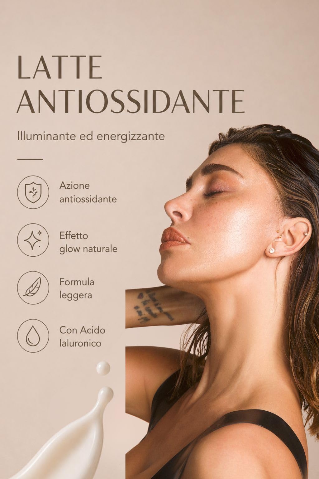 REBEYA ELISIR LIBRE - Milky toner viso illuminante e idratante con acido ialuronico - tonico viso latte leggero energizzante antiossidante face toner effetto glow pelle luminosa e morbida
