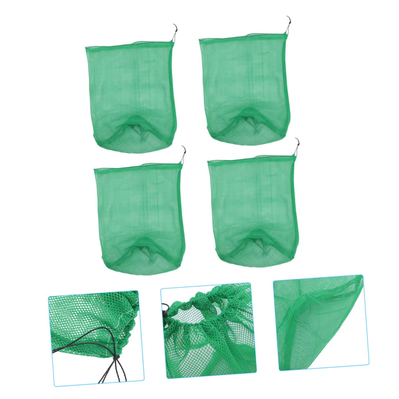 VANZACK 4Pcs Portable Fishing Net Bag Drawstring Design for Carrying Quick Drying Nylon Material for Fishing Diving Opening Depth