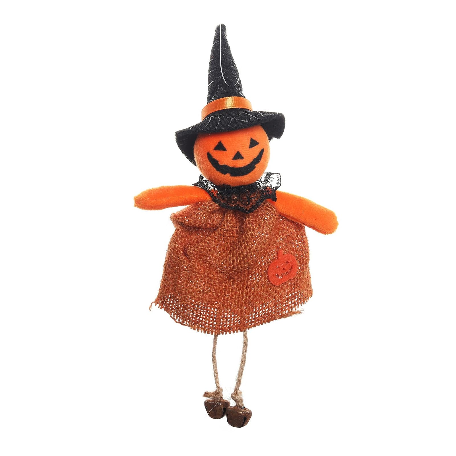 anwhriet Halloween Hanging Decoration, Spooky Pumpkin Ghost, Witch, Black Cat Doll Ornament, Burlap Skirt Indoor Outdoor Party Haunted House 1