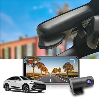 Fitcamx Front 2K+Rear 1080P Dash Cam Adapts for Toyota Crown 2023-2025 XLE Limited Platinum Gen16, OEM Style, Dual HD Video, Loop Recording, WiFi & APP, Gravity Sensor, Easy to Set, 64GB Card