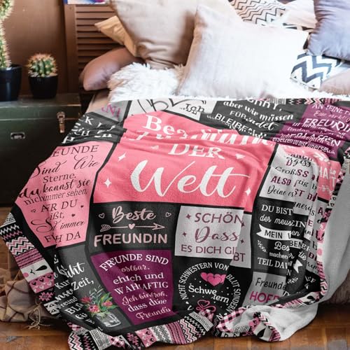 YESTUTI Beste Freundin Geschenke, Geschenk Beste Freundin Geburtstag, Bestie Freundschaft Geschenke, Freundinnen Geschenkideen Geschenk, Geburtstagsgeschenk für Frauen Frau, Decke 150x130CM