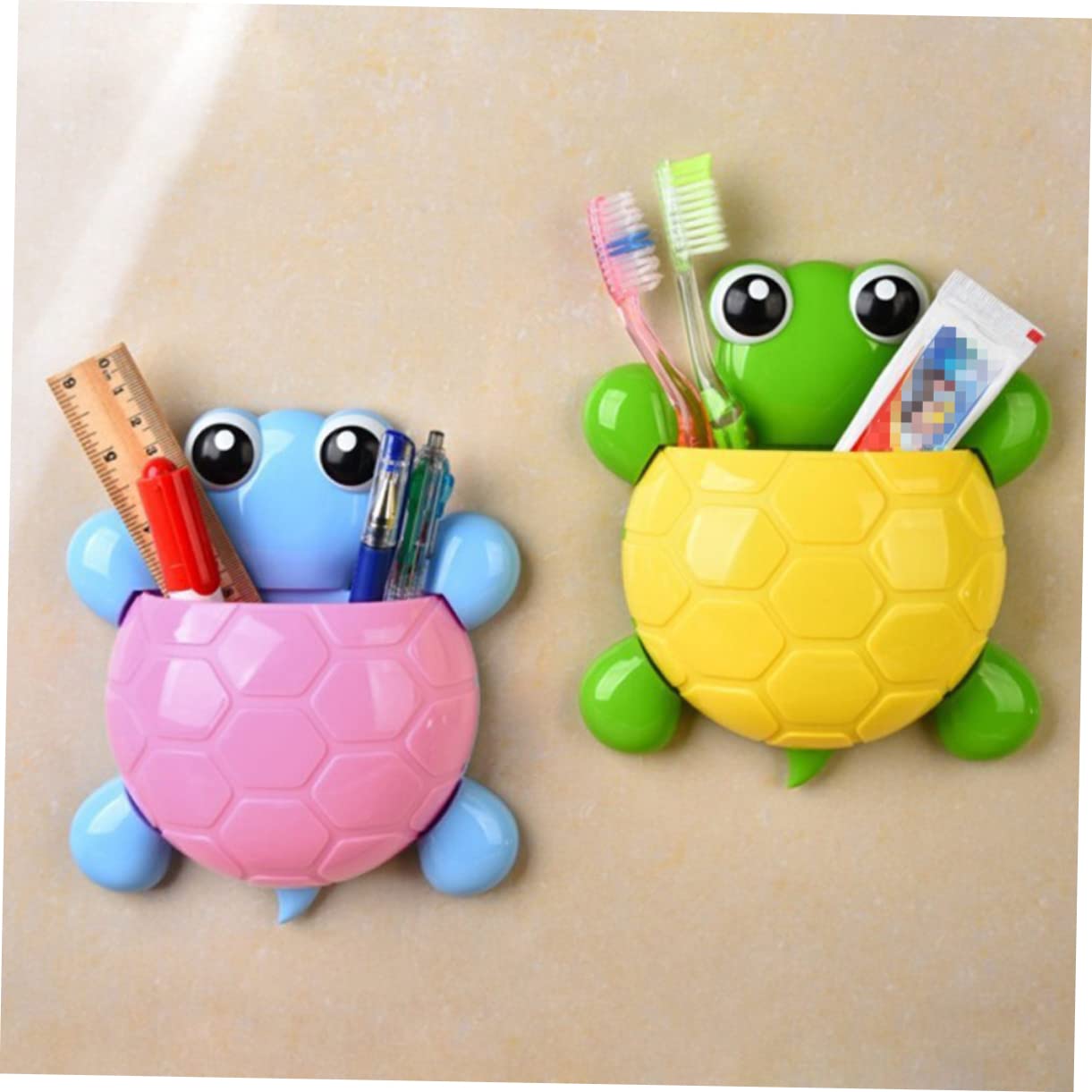 4piezas Portacepillos De Dientes para Lavabo Tortuga Soporte Pasta De Dientes Ventosa Decorativo Fácil De Usar