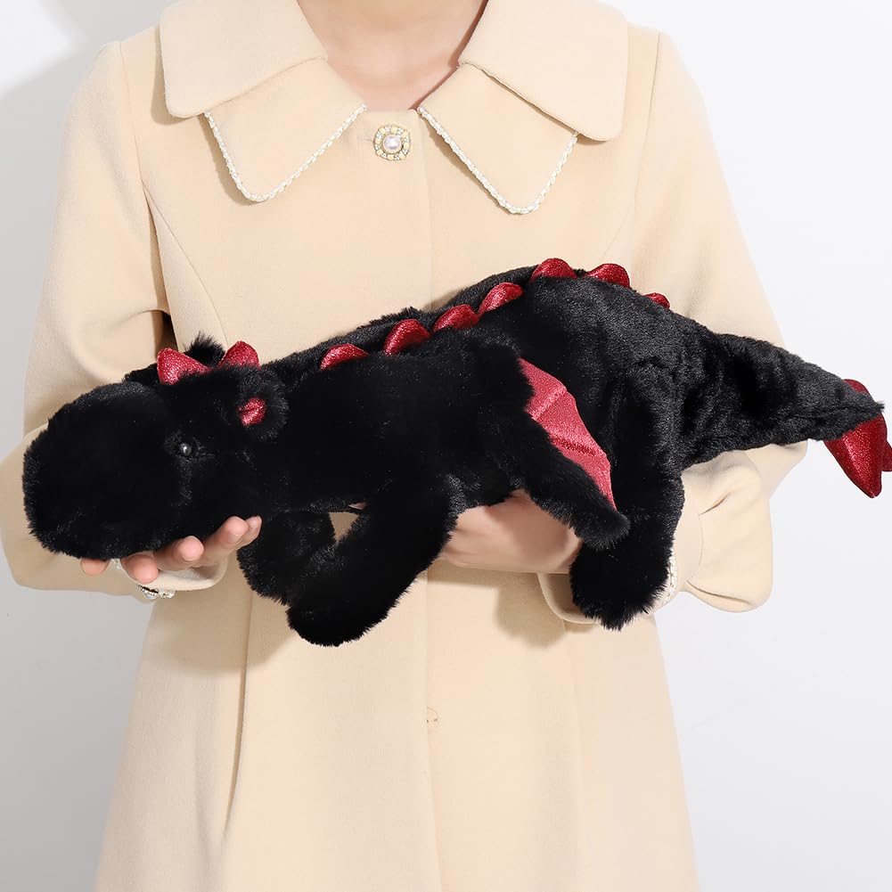 Weighted Stuffed Animals 65CM 0.9KG, Soft and Sturdy Weighted Dragon Plush for Kids and Adults, Small Black Dragon Stuffed Animal — image 1