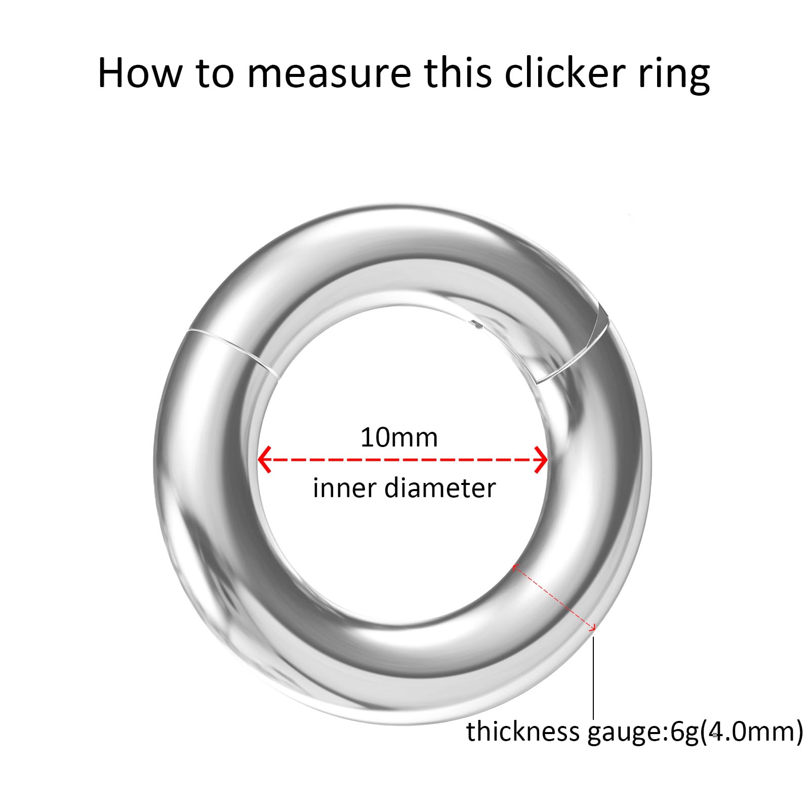 0.8/1.0/1.2/1.6/2.0/2.5/3.0/4.0mnm 316L Segmento de Clicker de acero Anillo de aro de nariz — view 2