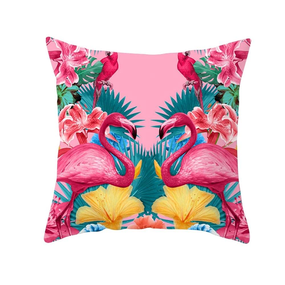 Rectangular Throw Pillow Cases 1Pcs Pink Flamingo Throw Pillow Covers 18X18 Inch Decorative Throw Pillowcase Flamingo Couple Cushion Case For Sofa Bedroom Cushion Car Gift Home-8