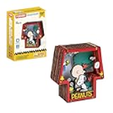 PUREMIND Snoopy 3D Wooden Puzzle Kit - Officially Licensed Peanuts Miniature Scene with Multi-Layer Construction, DIY Assembly, Collectible Display & Gift for Fans