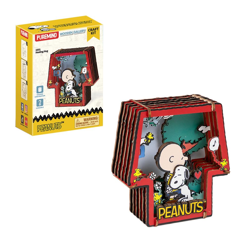 Amazon.com: puremind Snoopy Healing Hug 3D Wooden Puzzle Kit