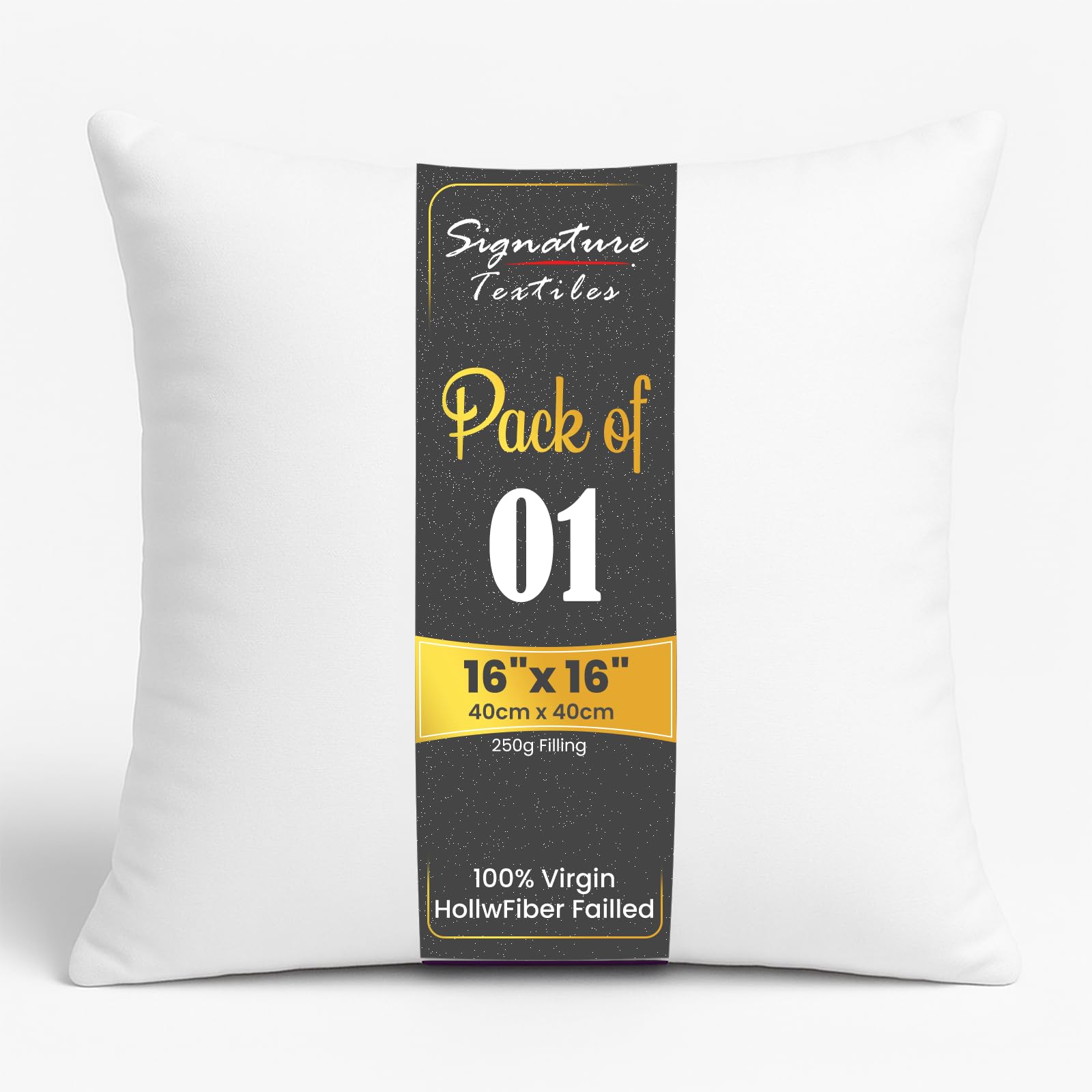 Signature Textiles® Cushion Inserts Hypoallergenic Fluffy White Cushion Inner Perfect Hollowfibre for Sofa Cushion Pads 16"x16" Pack Of 1