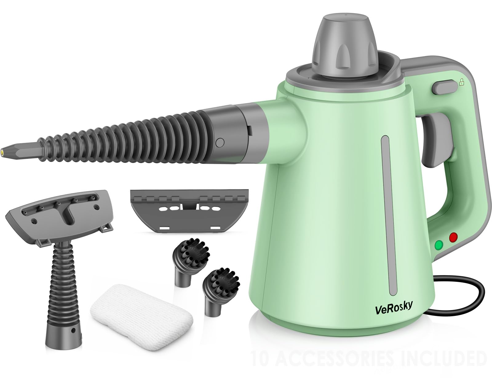 Steam Cleaner for Bathroom & Kitchen, Handheld High Temp Steam Cleaner with Safety Lock, Chemical-Free Steamer for Deep Cleaning Tile, Grout, Shower, Stove & Sink, 10 Accessories for Home, Couch & Car