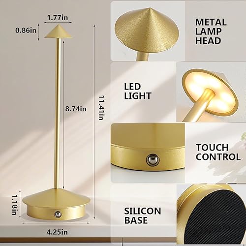 Miniatura 6 de Juego de 2 lámparas de mesa inalámbricas recargables de 5000 mAh, lámpara de escritorio LED portátil con atenuación táctil para exteriores, luz de 3