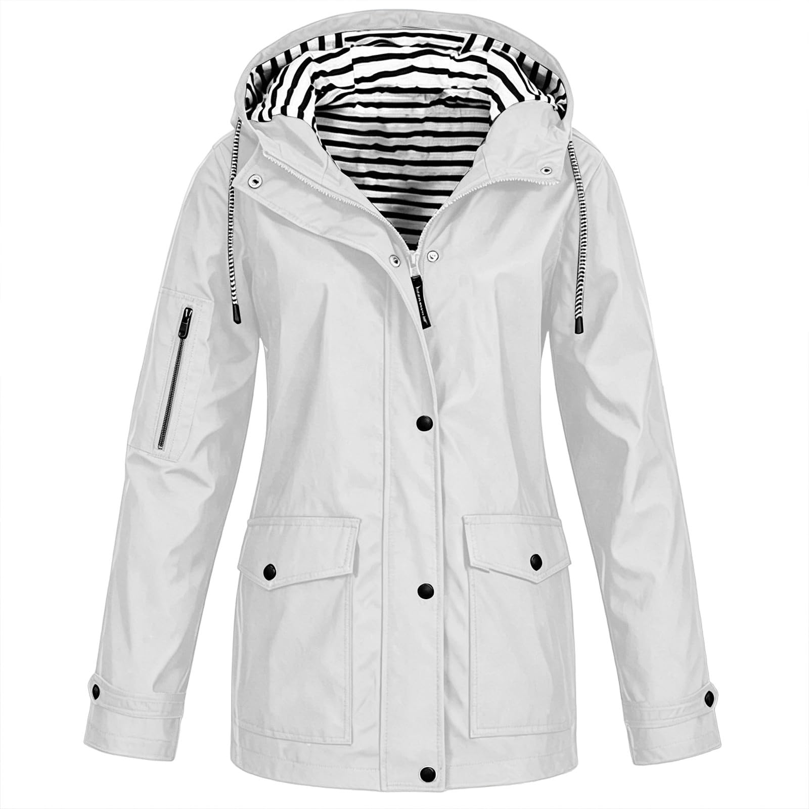 HAOLEI Veste ImperméAble Femme Longue Parka Veste De Pluie LéGèRe Mi Saison Vestes à Capuche Sport Coupe Vent Grande Taille ZippéE Blouson Manteau Jacket Pour RandonnéE Running Cyclisme