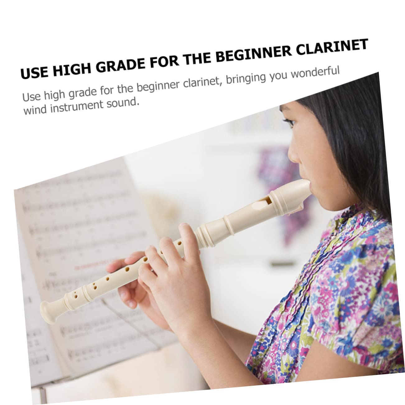 Clarinete Infantil de 8 Agujeros de Resina Beige, 1 Juego para Estudiantes | Clarinete para Principiantes, Instrumento de Viento de Práctica, Decoracion Colegio, Instrumentos Musicales para Niño Niña