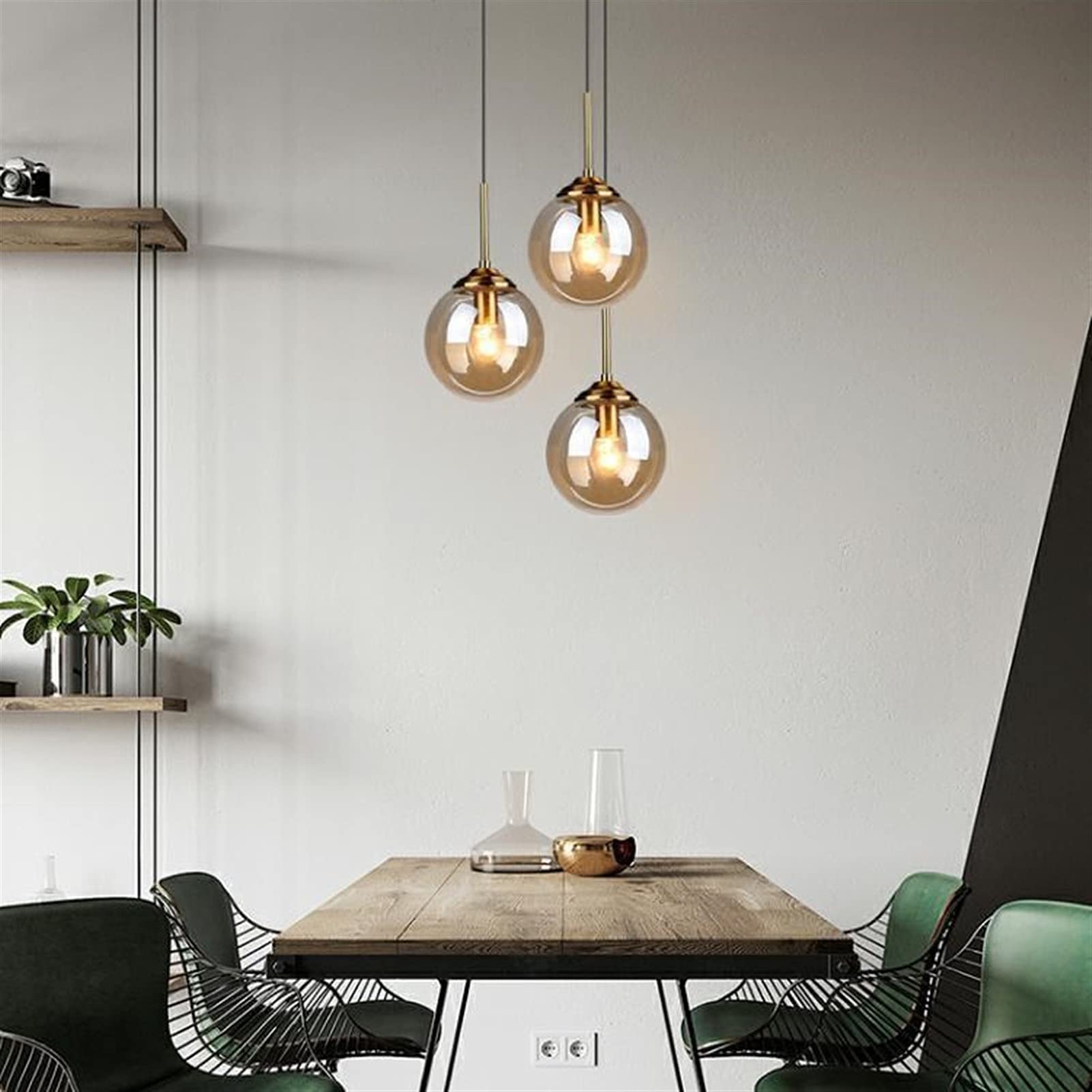 Suspension Luminaires Lustre Réglable Verre + Métal Matériel Ampoule LED À Économie D'énergie Équipement D'éclairage Convient pour Plafond Bar Salon Table À Manger Lustre (Or) Times
