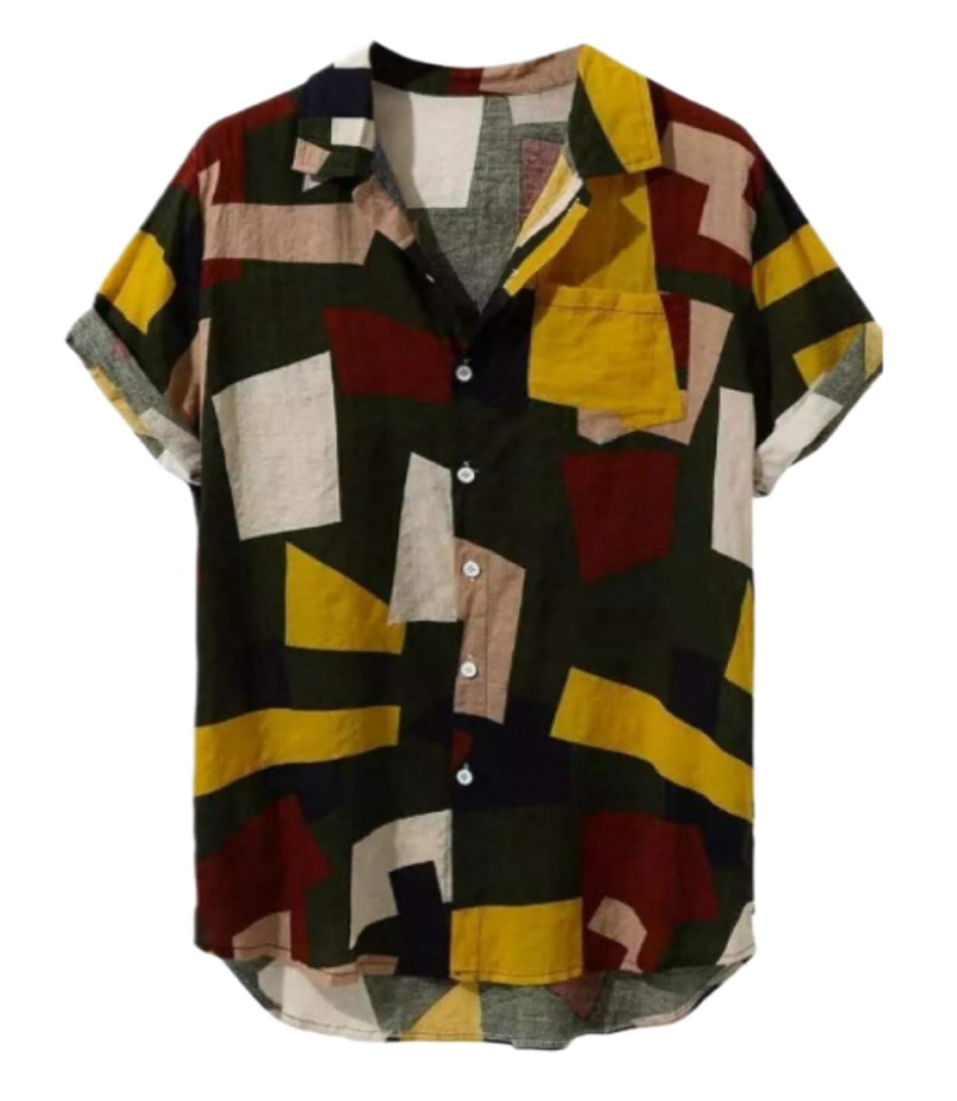 Camicie Hawaiane da Uomo Dischi in Vinile Album Musicali Camicia da Spiaggia Casual(Multi-Colored A,4XL)