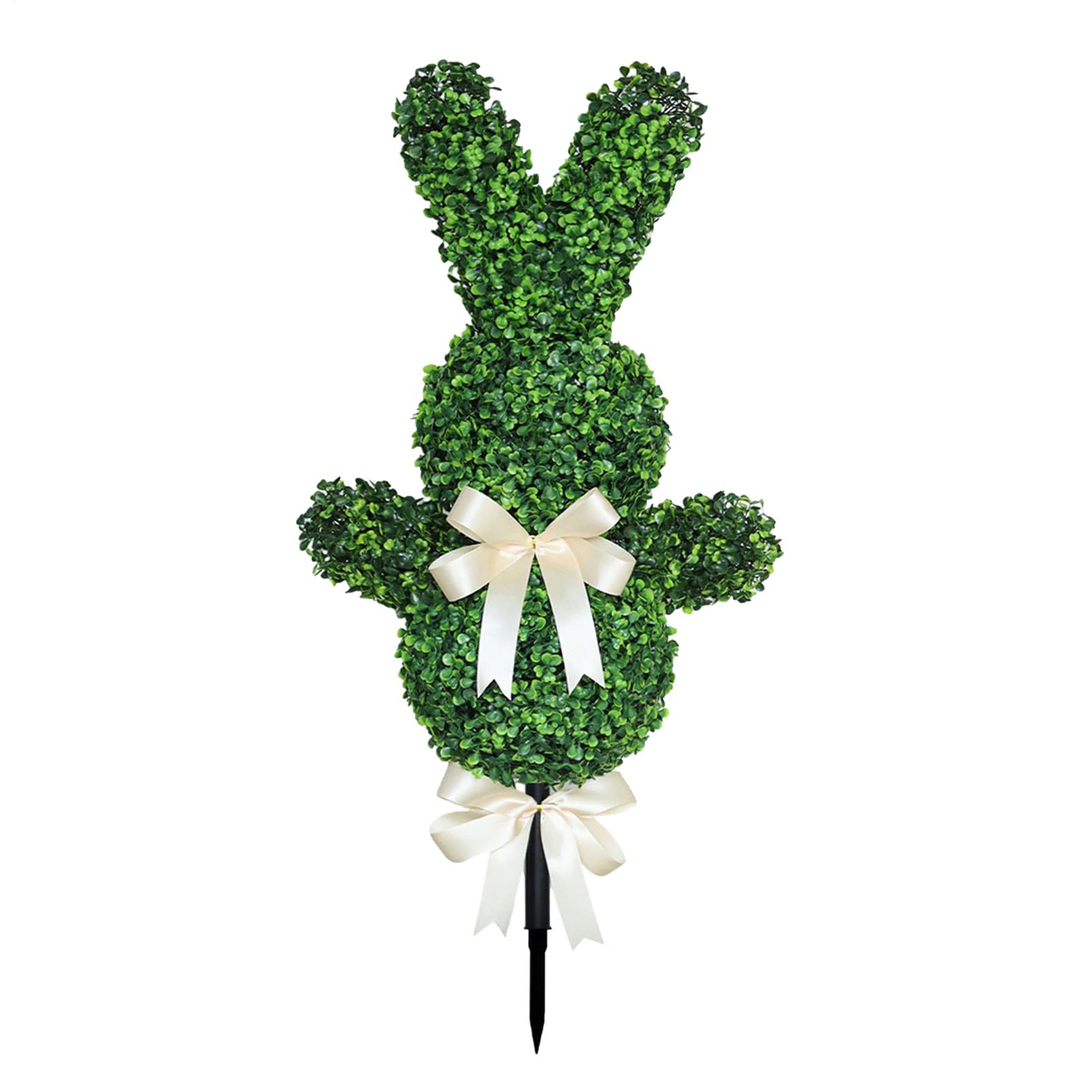 Grand topiaire en forme de lapin, décoration d'arbre de Pâques de 90 cm – Topiaire en buis de lapin avec piquet | pour jardin, terrasse, pelouse, jardin, maison, lieu de travail, porche extérieur