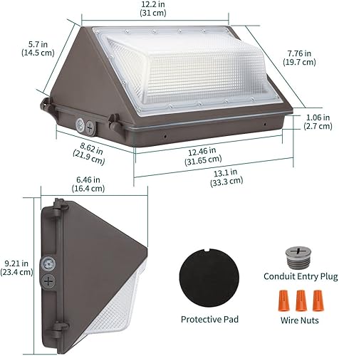 Miniatura 4 de Kadision Paquete de pared LED de 100 W con fotocélula del atardecer al amanecer, 13000 lm (equivalente a 350 W MH) 5000 K 100-277 V, paquete de