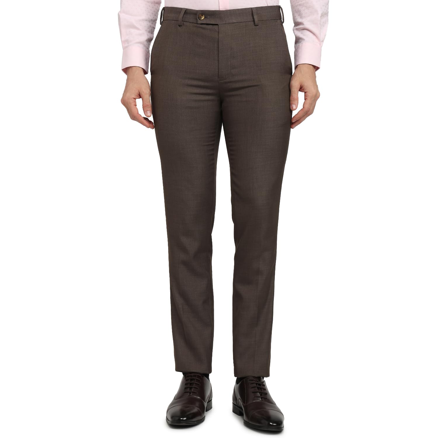 park avenue Men Slim Fit Solid Pattern Poly Viscose Blend Flat Front Formal Trouser-picture-41