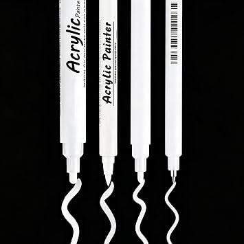 White Gel Pen 4-Pack | White Ink Pens for Black Paper, Drawing & Journaling | 0.6, 0.8, 1.0 & 2.0mm Tip Set for Artists, Sketching, Card Making & Craft