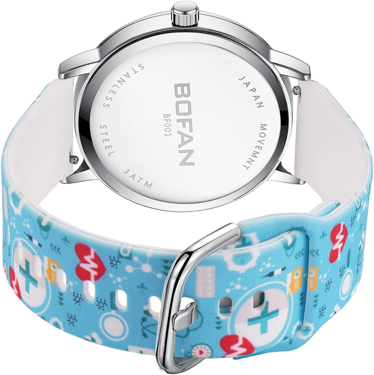BOFAN Nurse Watch for Medical Professionals,Students,Doctors with Easy to Read Dial,Second Hand and 24 Hour,Soft Comfort Print Silicone Band,Water Resistant - Image 3