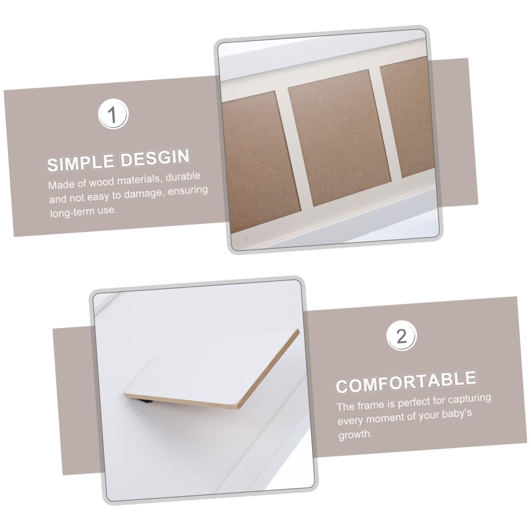 Cabilock Marco De Fotos De Madera Con 3 Cuadrículas Y Huellas De Manos De Bebé Para La Decoración Del Hogar Y El Primer Recuerdo Del Bebé