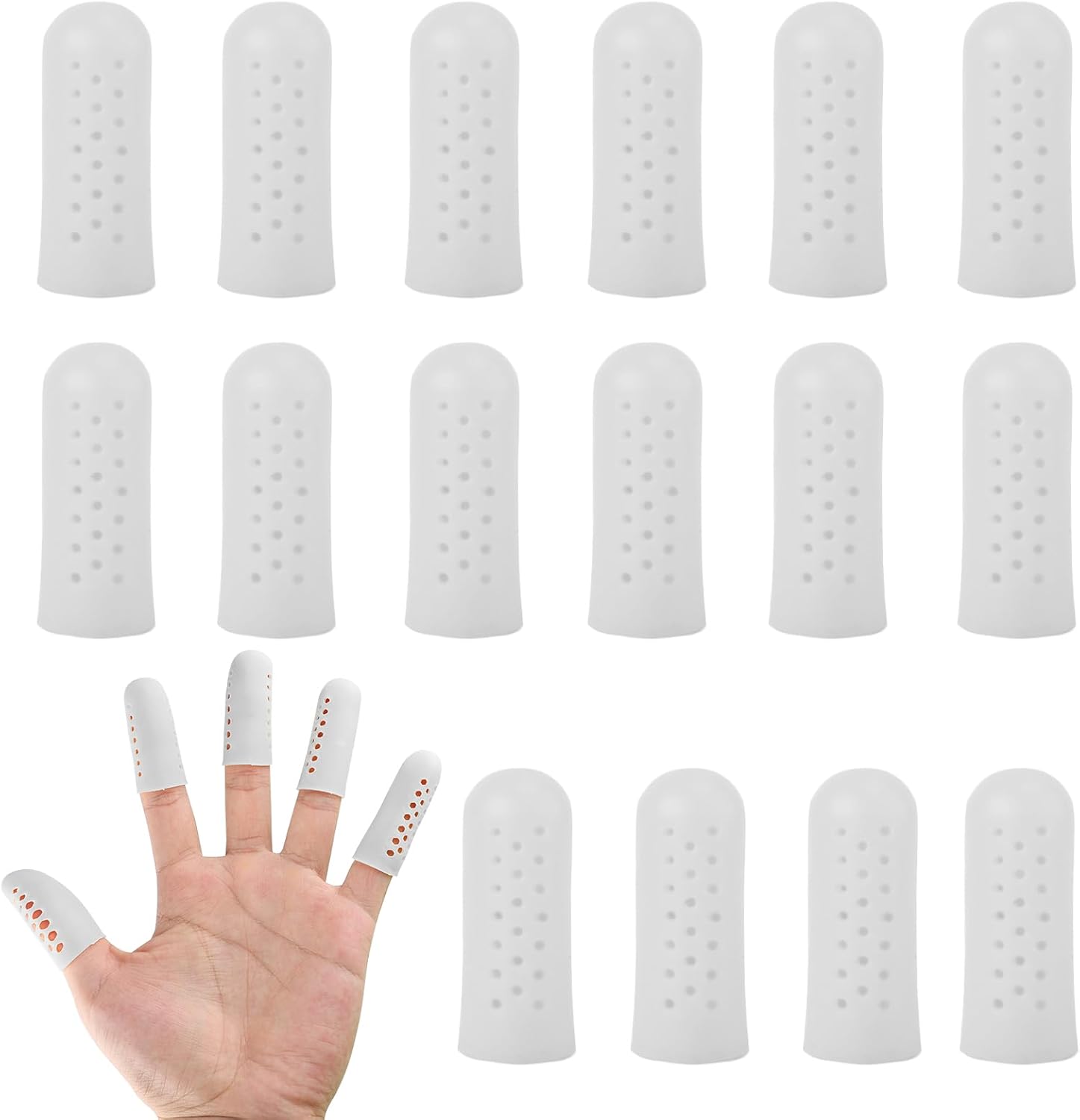 16pcs Gel Finger Cots with Air Holes, AntiFriction and