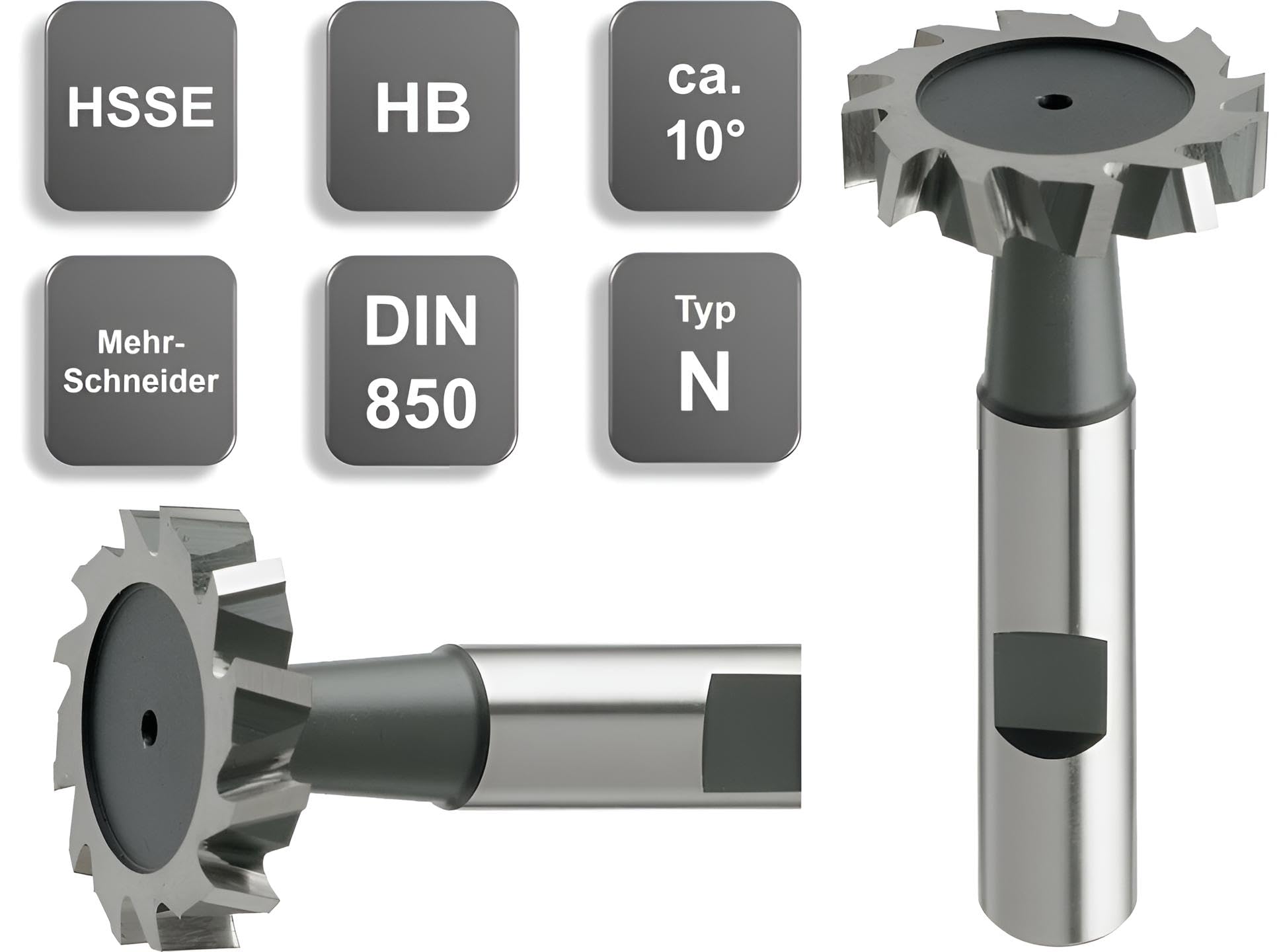 HSSE T-Nutenfräser DIN850 Z=6 Typ N 16,5 x 4 x 56 mm d2=10