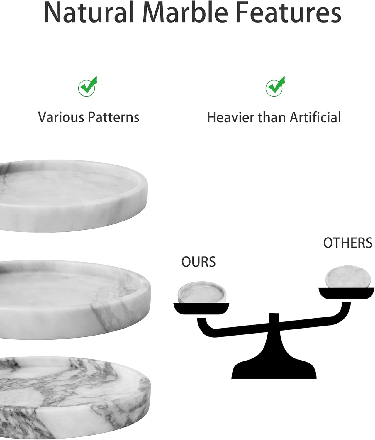 Natural Marble Round Vanity Tray 10", Decorative Tray for Bathroom Kitchen, Jewelry Ring Dish Holder, Perfume Organizer : Home & Kitchen