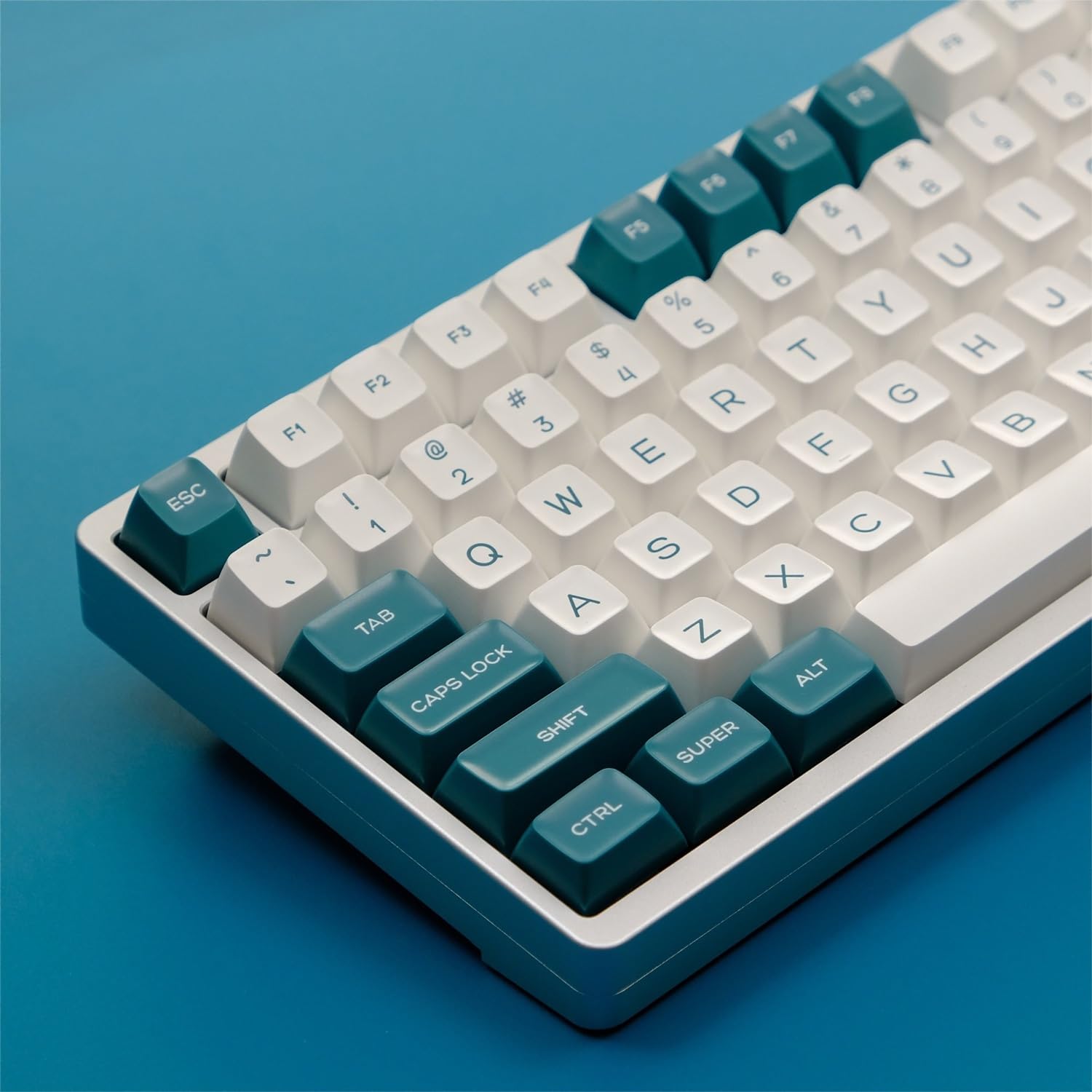 DucKey Juego De Teclas PBT Vintage De 2 Colores, 140 Teclas/Perfil SA/Doble Inyección Keycaps para Teclado Mecánico Personalizado(Green and White)