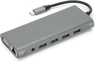 USB C HUB,12In1 Docking Station TypeC VGA RJ45 PD USB 3.0 2.0 Docking Station Adapter,USB HUB with RJ-45 Port, Type C PD Charging Port,USB3.0 Port,VGA,Micro Memory Card,3.5 Audio
