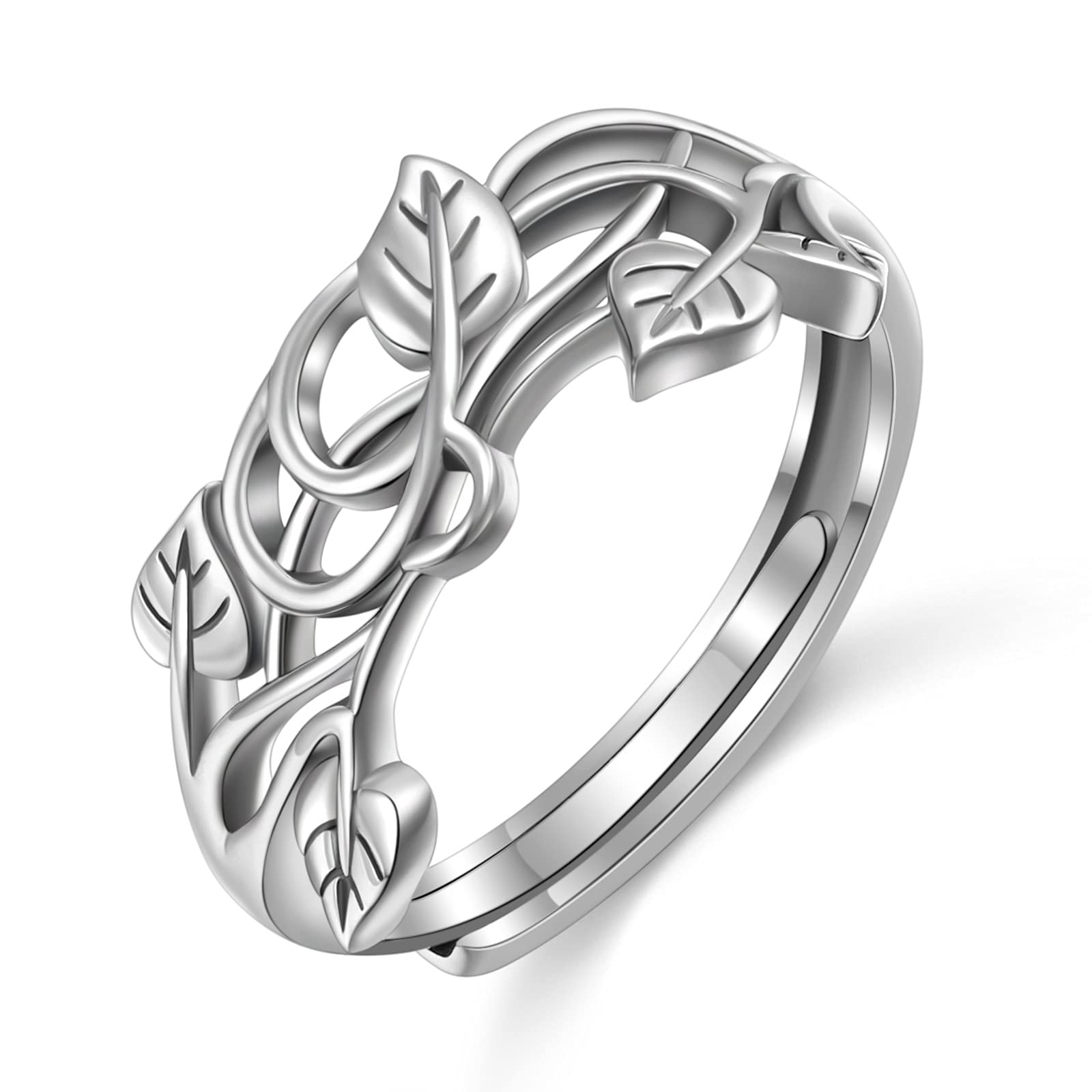 Yearace Sterling Silver Filigree Ivy Wild Band Ring, Adjustable Inspirational Hand Ring, Graduation Jewelry Gift for Women Girls