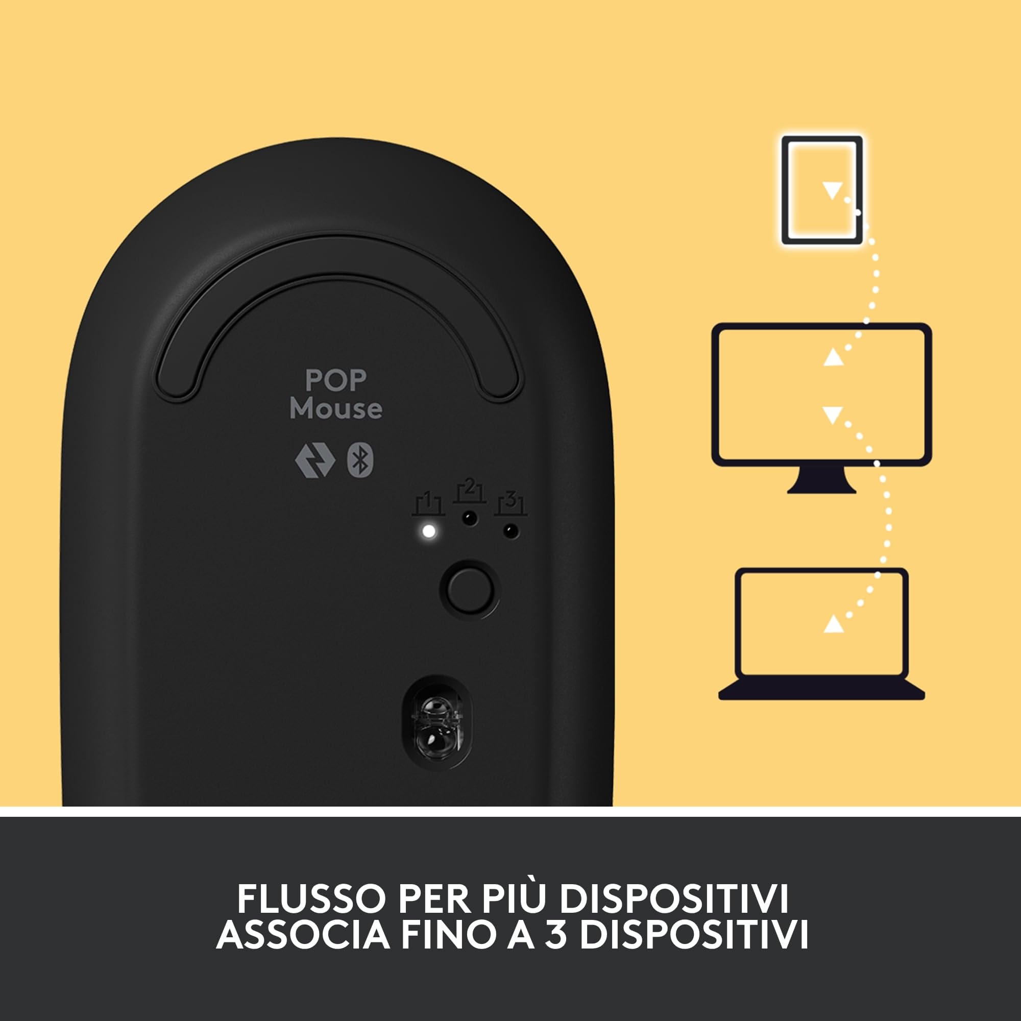 Logitech POP Mouse Wireless con Emoji personalizzabili, Tecnologia SilentTouch, Precisione e Velocità, Design Compatto, Bluetooth, Multidispositivo, Compatibile OS - Blast