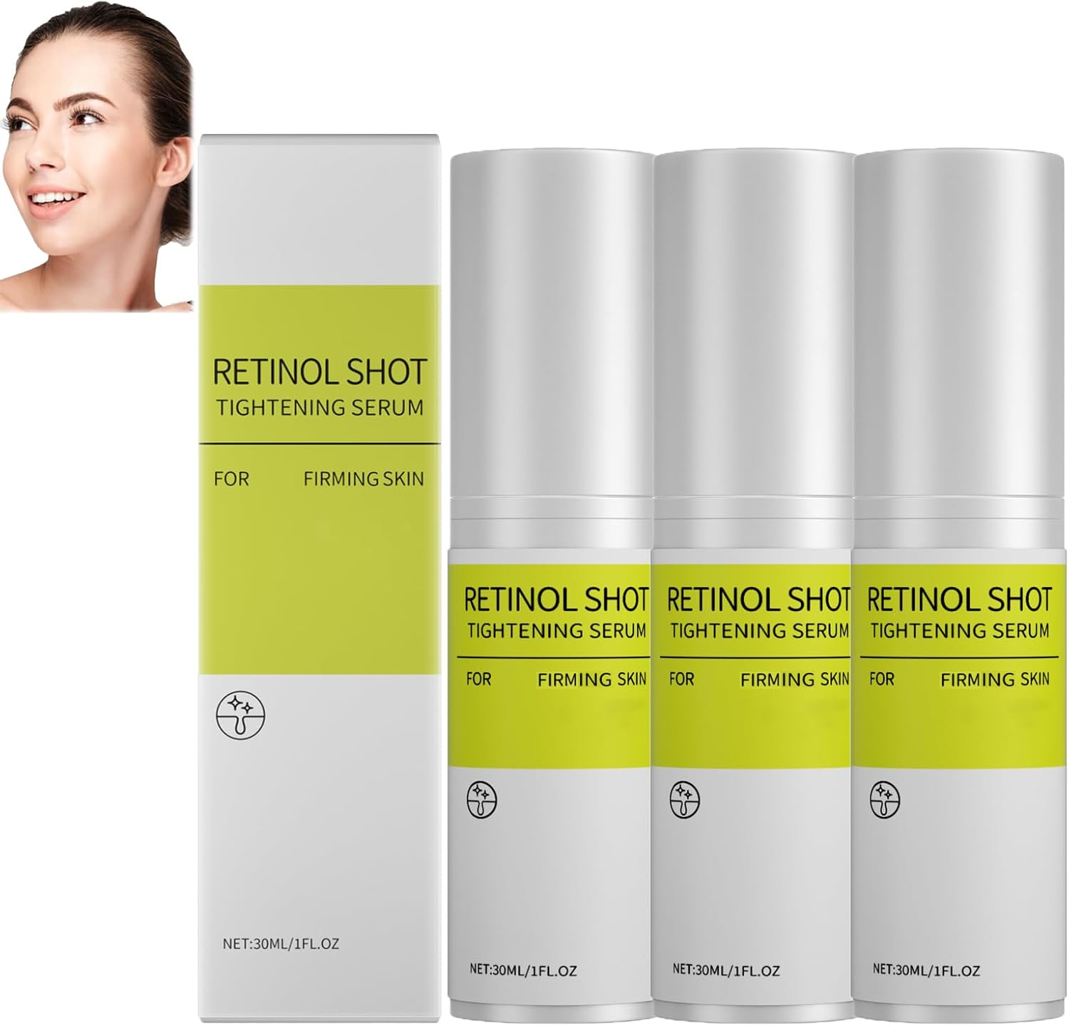 Retinal Shot Tightening, Retinol Serum voor langdurige hydratatie, versteviging en lift van de huid, milde vochtinbrengende crème en verstevigende crème verbeteren de huidelasticiteit (3pcs)