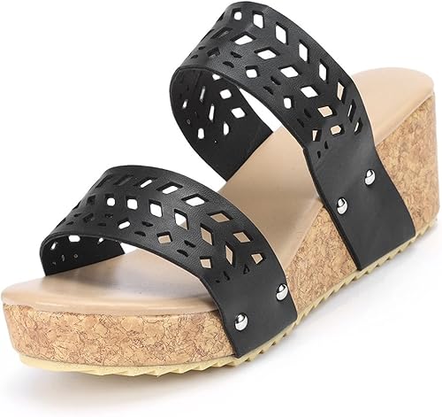 Miniatura 4 de Womenyiaor Sandalias de cuña para mujer, sandalias de cuña con plataforma, alpargata, sandalias de cuña, sandalias de plataforma deslizantes